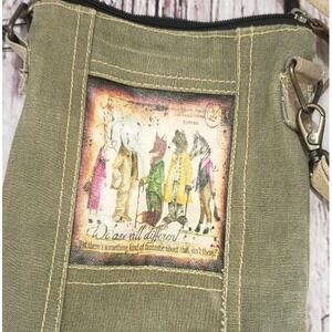 Vintage Addiction Crossbody Small Bag Canvas Zip Pouch Elephant Zebra Giraffe
